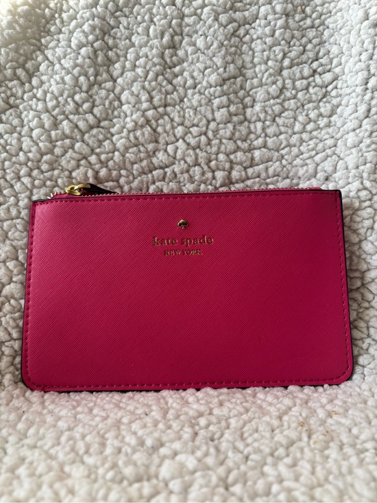 kate spade Handbags - kate spade hot pink zip card pouch with gold logo